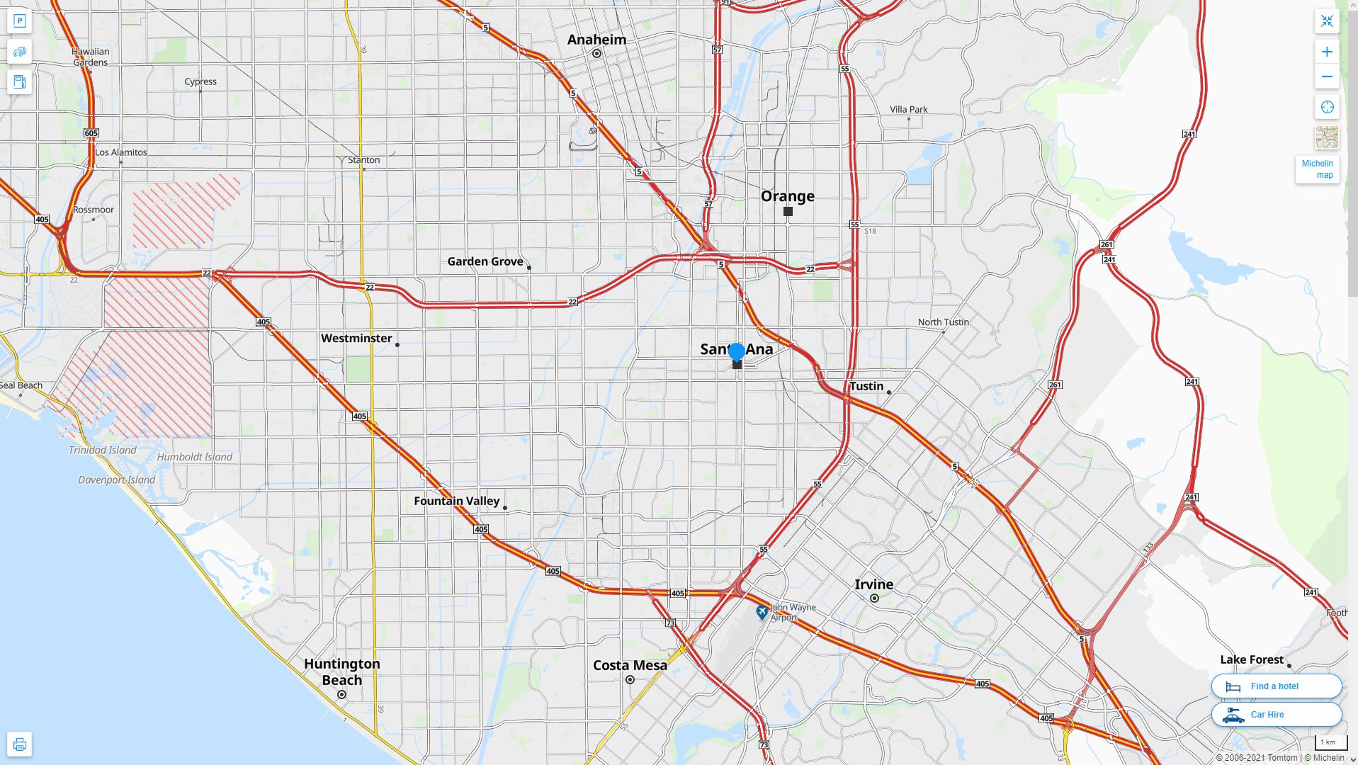 Santa Ana California Map - United States